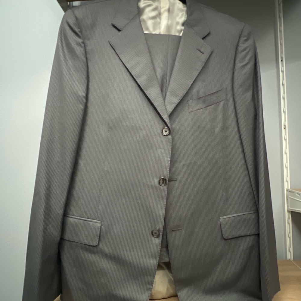 Caruso Men’s Suit 50-52 EU - Gray Pinstripe, Classic Tailoring